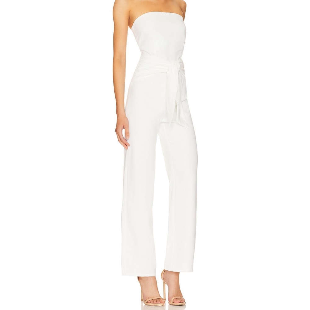 SUPERDOWN. Jordan Tie Waist Jumpsuit in White.